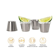 Caballitos Tequileros de Acero Inoxidable 24 Piezas 50 ml - Redlemon