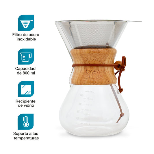 Cafetera Chemex Grande (800 ml) con Filtro Reutilizable