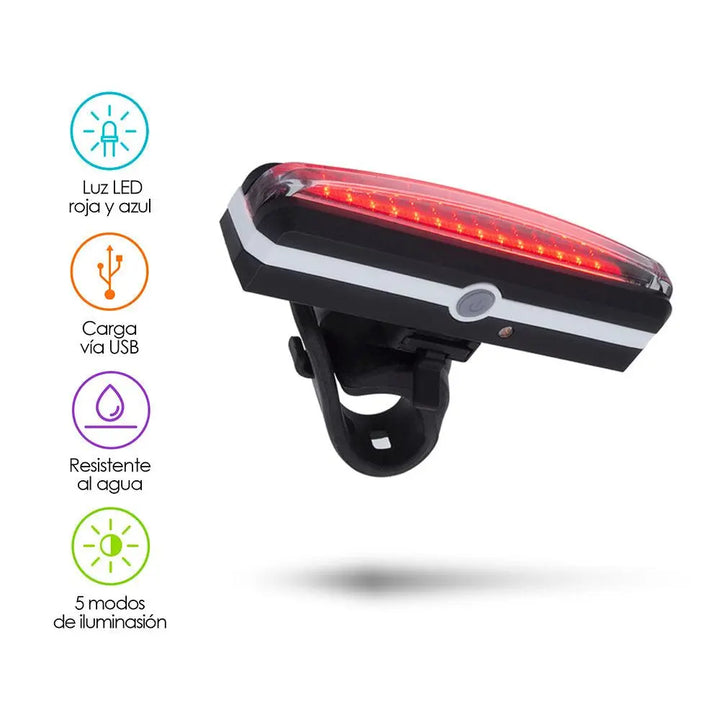 Luz LED Trasera de Bicicleta con Batería Recargable Resistente al Agua