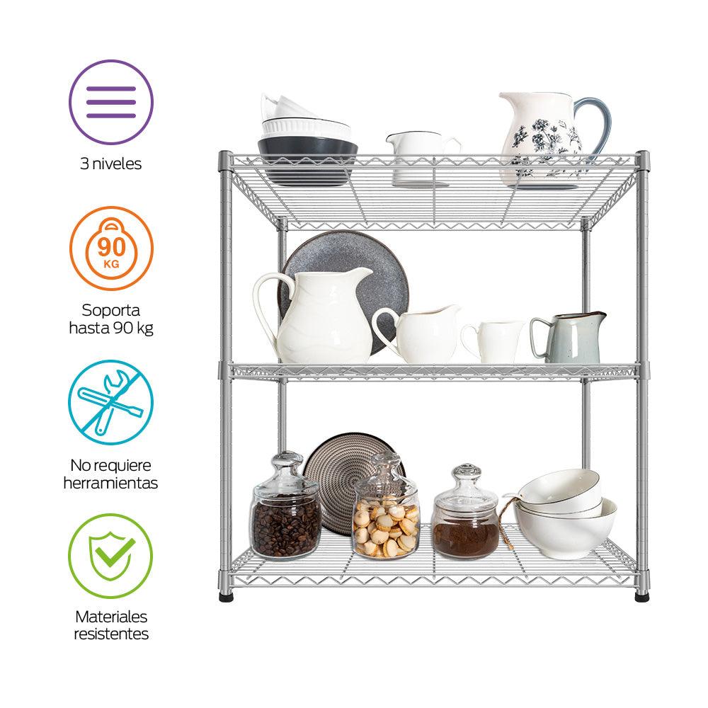 Estante Organizador de Metal con 3 Repisas Multiusos - Redlemon