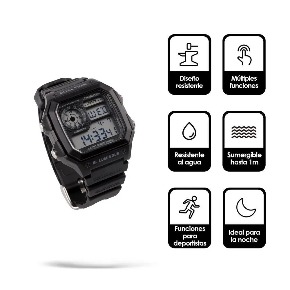 Reloj Clásico Deportivo Resistente Pantalla Digital Mod.1299 - Redlemon