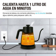 Tetera Eléctrica de Acero Inoxidable con Cuello de Cisne 1 Litro - Redlemon