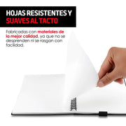 Libreta Inteligente Reutilizable de 50 hojas con 3 plumas Color negro - Redlemon