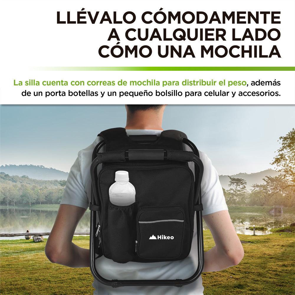 Silla Plegable Portátil tipo Mochila con Hielera de 13 Litros Banco para Pesca Hikeo - Redlemon