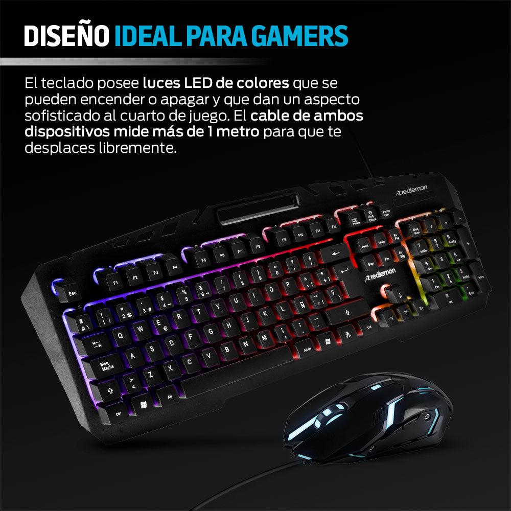 Kit de Teclado y Mouse Gamer Alámbrico USB con Luz LED - Redlemon