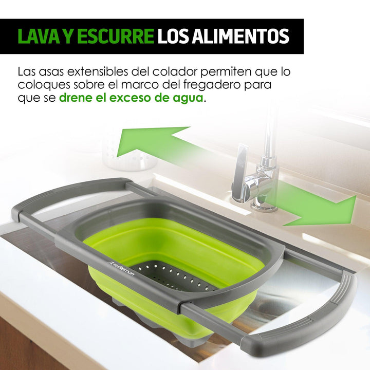 Colador Plegable de Silicón con Asas para Fregadero - Redlemon