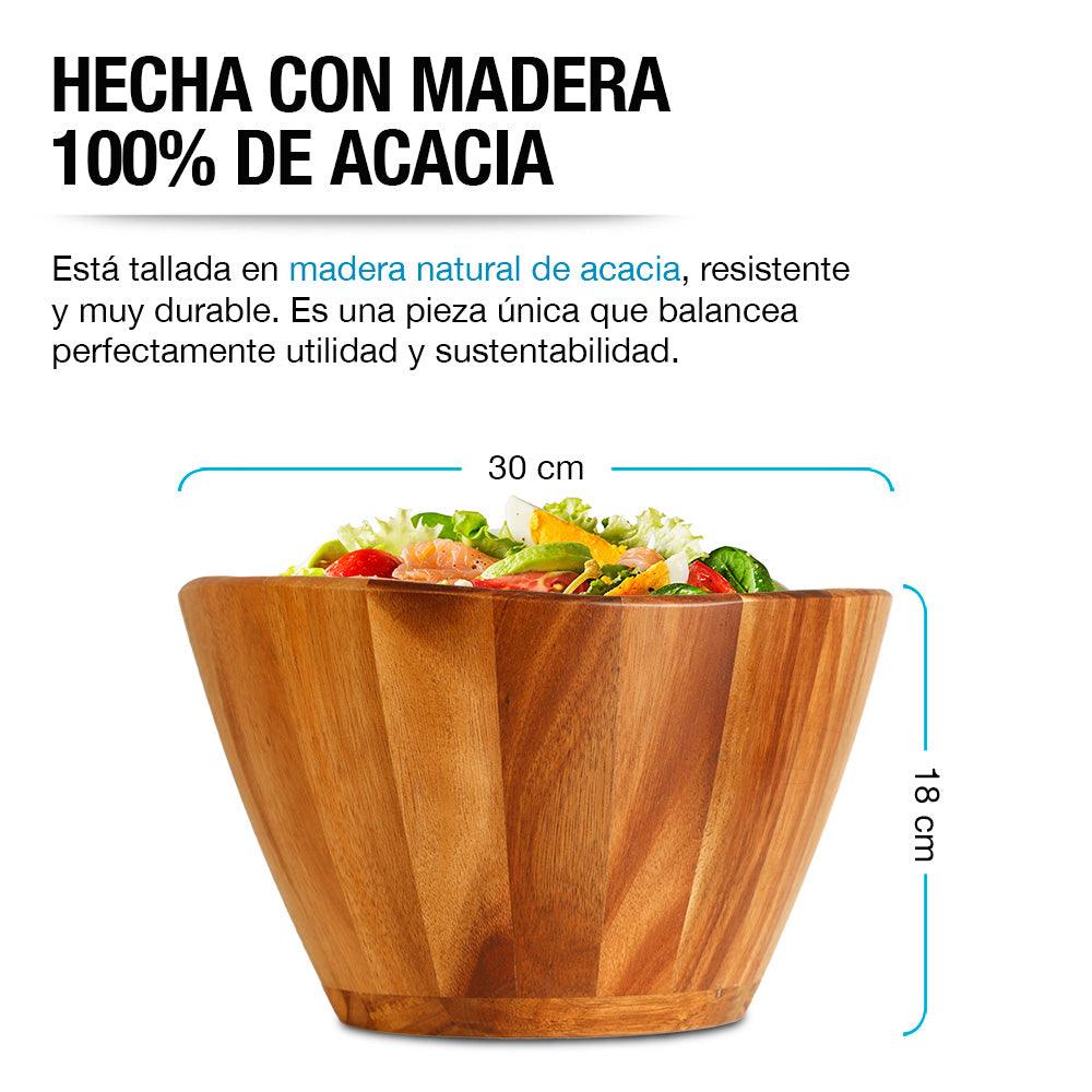 Ensaladera de Madera Acacia Artesanal Bowl Extra Grande 5.5 L - Redlemon