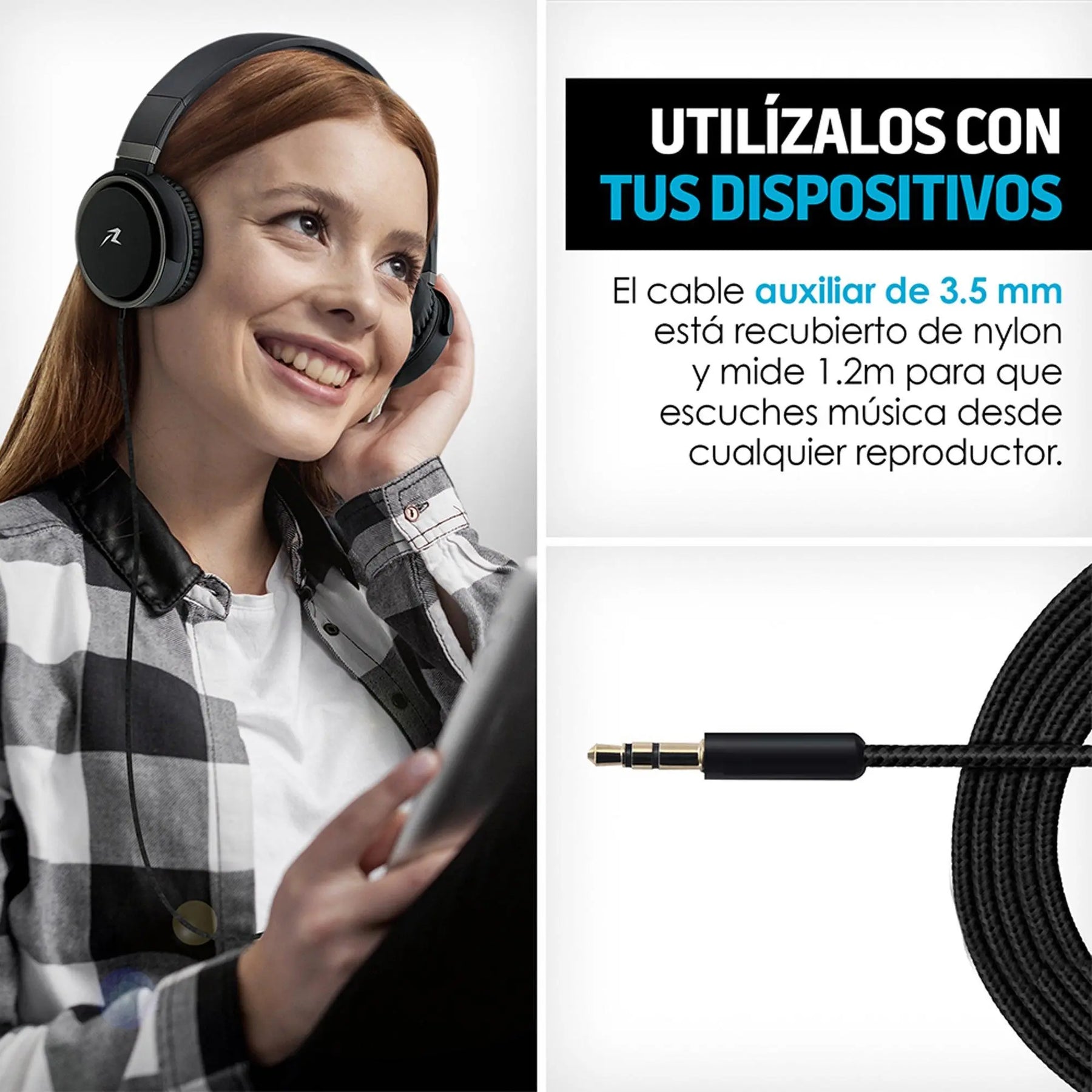Audífonos Tipo Diadema Sonido HD Plegables Aux. 3.5mm - Redlemon