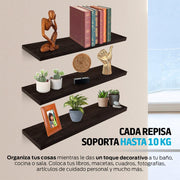 Repisas Flotantes de Madera 3 Piezas de 50x15 cm - Redlemon