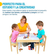 Mesa y 2 Sillas para Niños Montessori Fabricado en Madera de Abedul y MDF Shimy - Redlemon