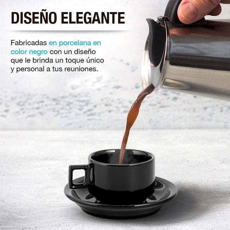 Tazas para Café Espresso con Platos Base Metálica Casa Litus Redlemon Technology México
