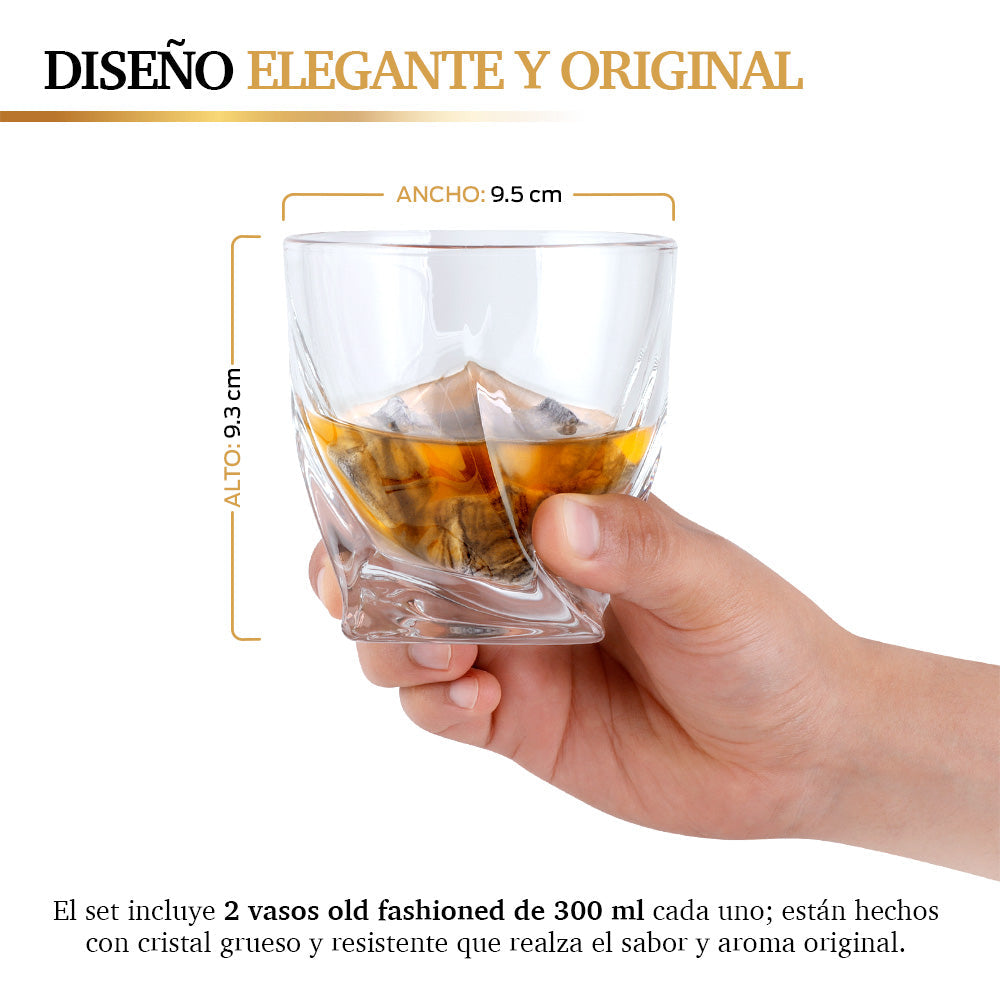 Set de Regalo con Vasos de Vidrio y Accesorios para Coctelería MIXOLOGIC Redlemon Technology México