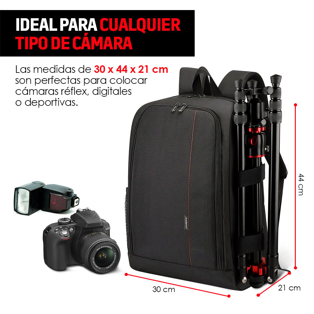 Mochila para Cámara Fotográfica con Compartimentos M-3000 Redlemon Technology México
