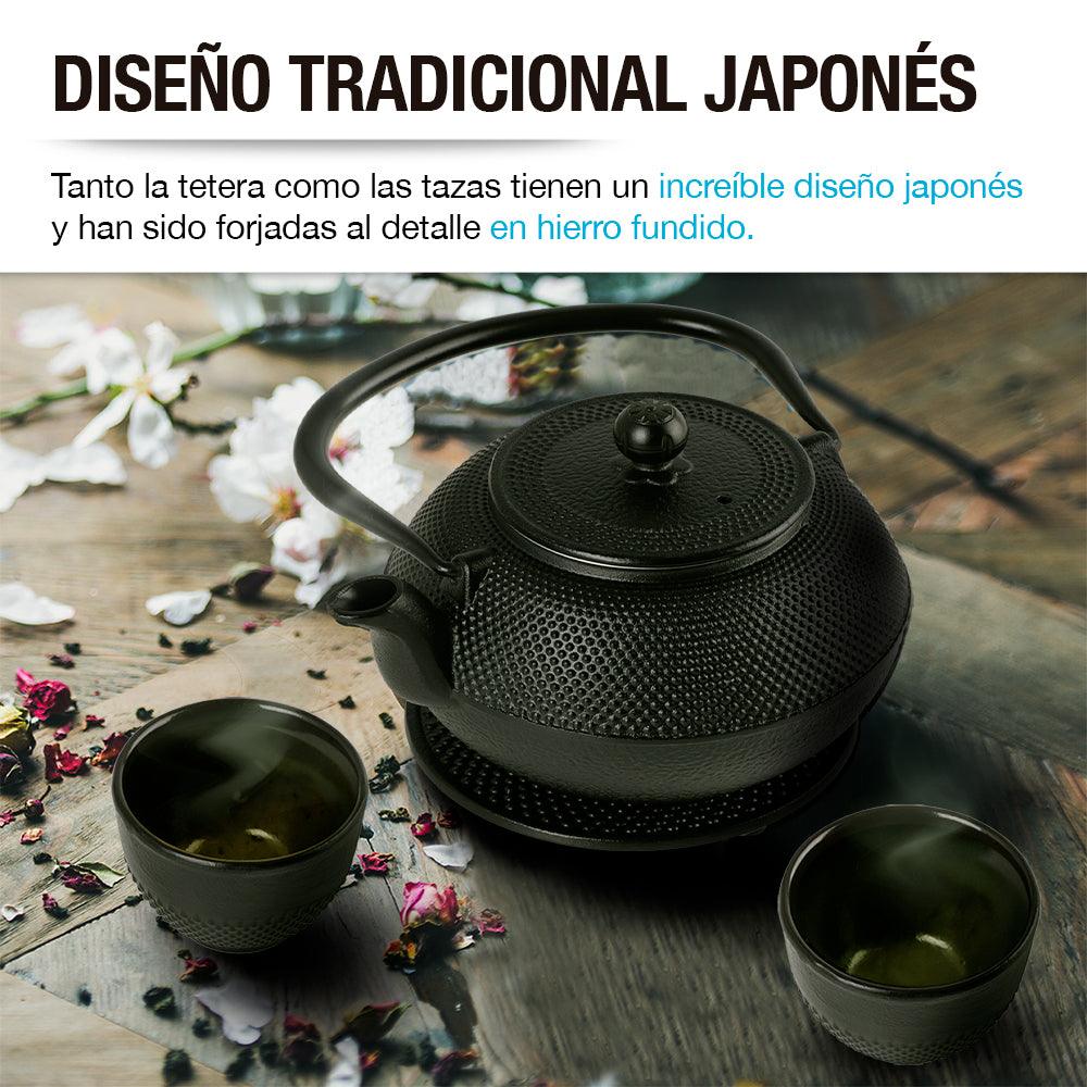 Tetera Japonesa de Hierro Fundido con Tazas, Infusor y Salvamanteles - Redlemon