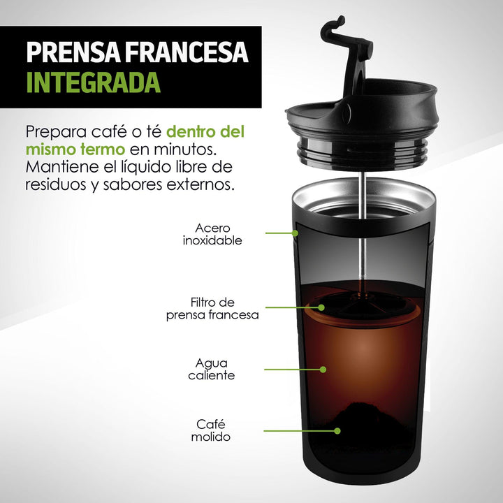 Termo para Café con Prensa Francesa 350 ml - Redlemon