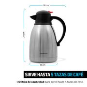 Jarra Térmica para Café y Té de Acero Inoxidable 1.5L Redlemon Technology México