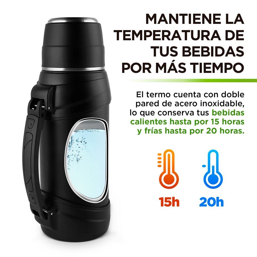 Termo de Acero Inoxidable XL 2 Litros Doble Pared de Aislamiento Hikeo - Redlemon