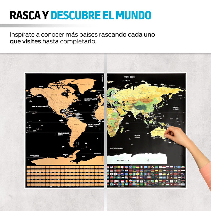 Mapa Mundial Rascable Didáctico para Pared (82 cm x 59 cm) - Redlemon
