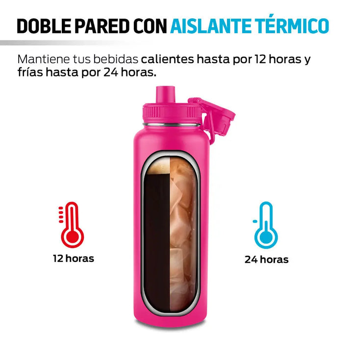 Termo de Acero Inoxidable con Tapa Hermética y Cuerda Redlemon Agua Fría 24  Horas y Caliente 12 Horas, 500ml. Azul