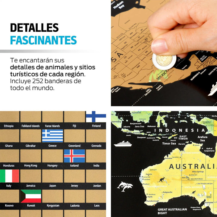 Mapa Mundial Rascable Didáctico para Pared (82 cm x 59 cm) - Redlemon
