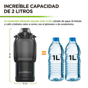 Termo para Agua de 2 Litros de Acero Inoxidable Ultra Resistente Hikeo - Redlemon