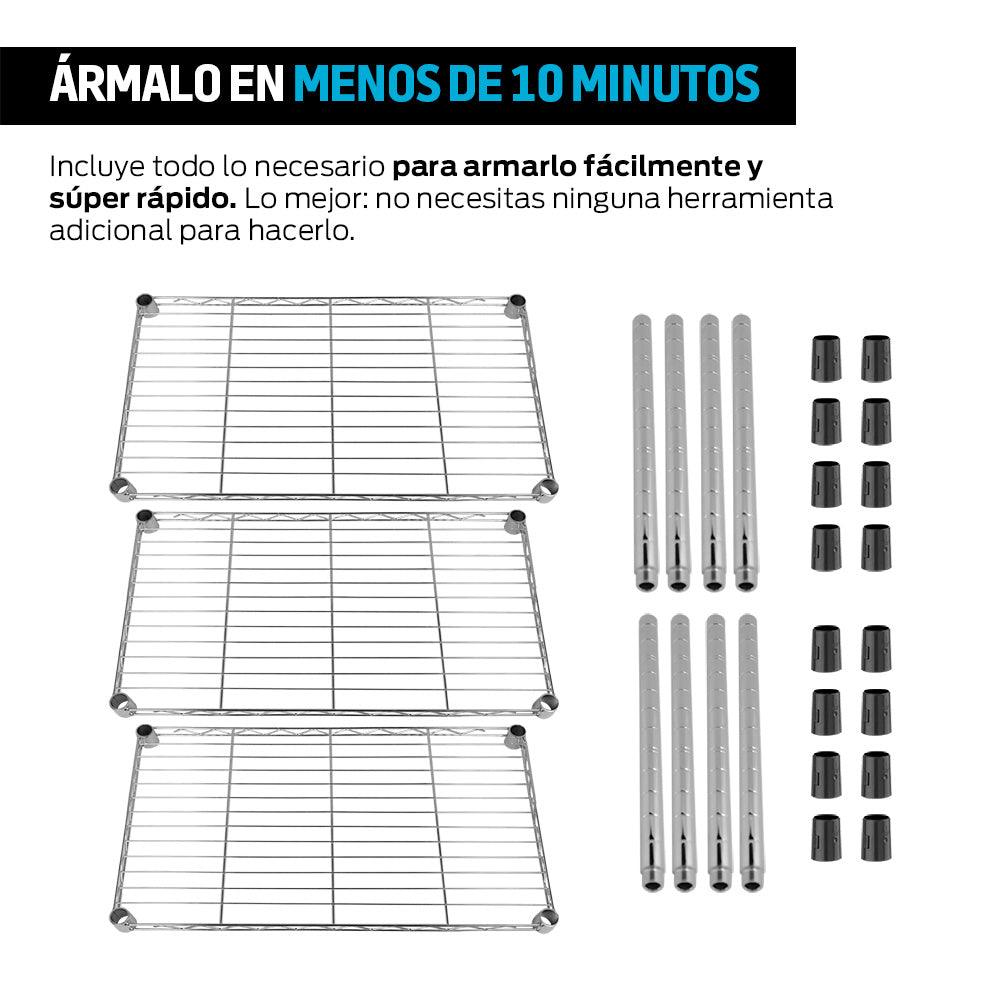 Estante Organizador de Metal con 3 Repisas Multiusos - Redlemon