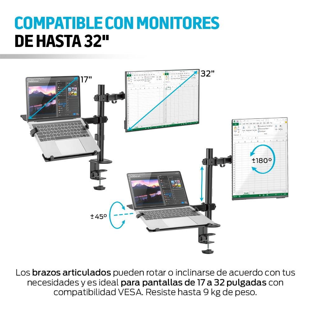 Soporte para Monitor y Laptop Ajustable para Escritorio - Redlemon