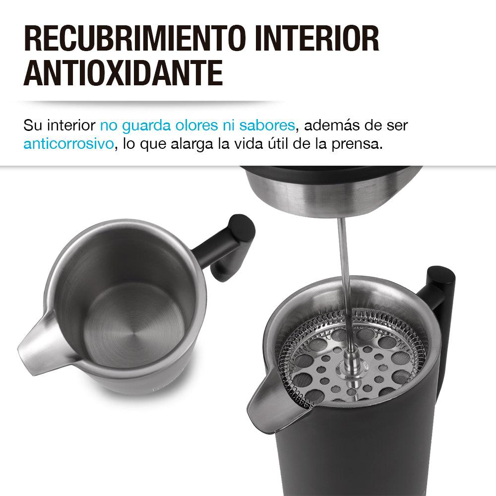 Prensa Francesa de Acero Inoxidable Doble Pared 1 Litro Casa Litus - Redlemon