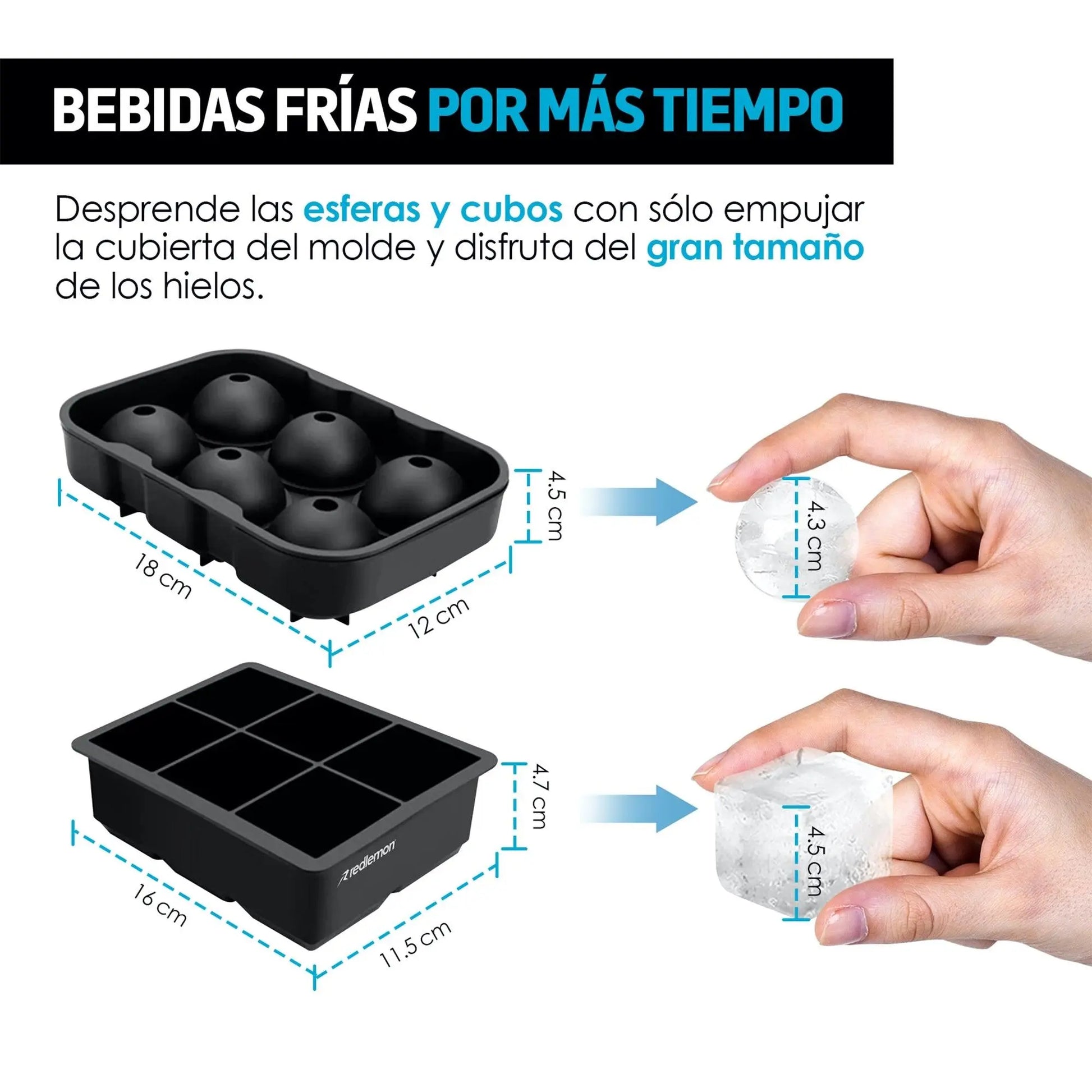 Molde para Hielos Con Forma de Esferas y Cubos 2 Pz - Redlemon