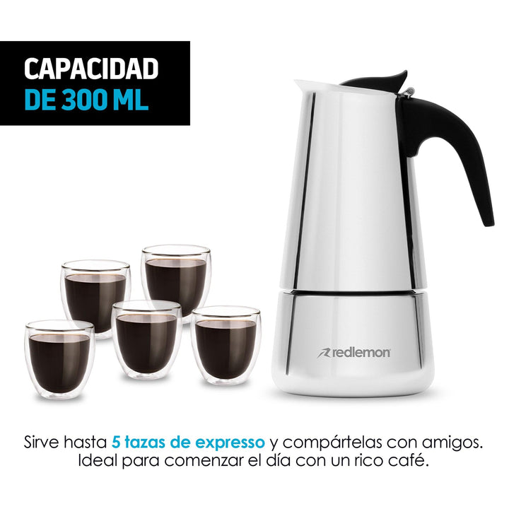 Cafetera Italiana tipo Moka Acero Inoxidable (300 ml) - Redlemon