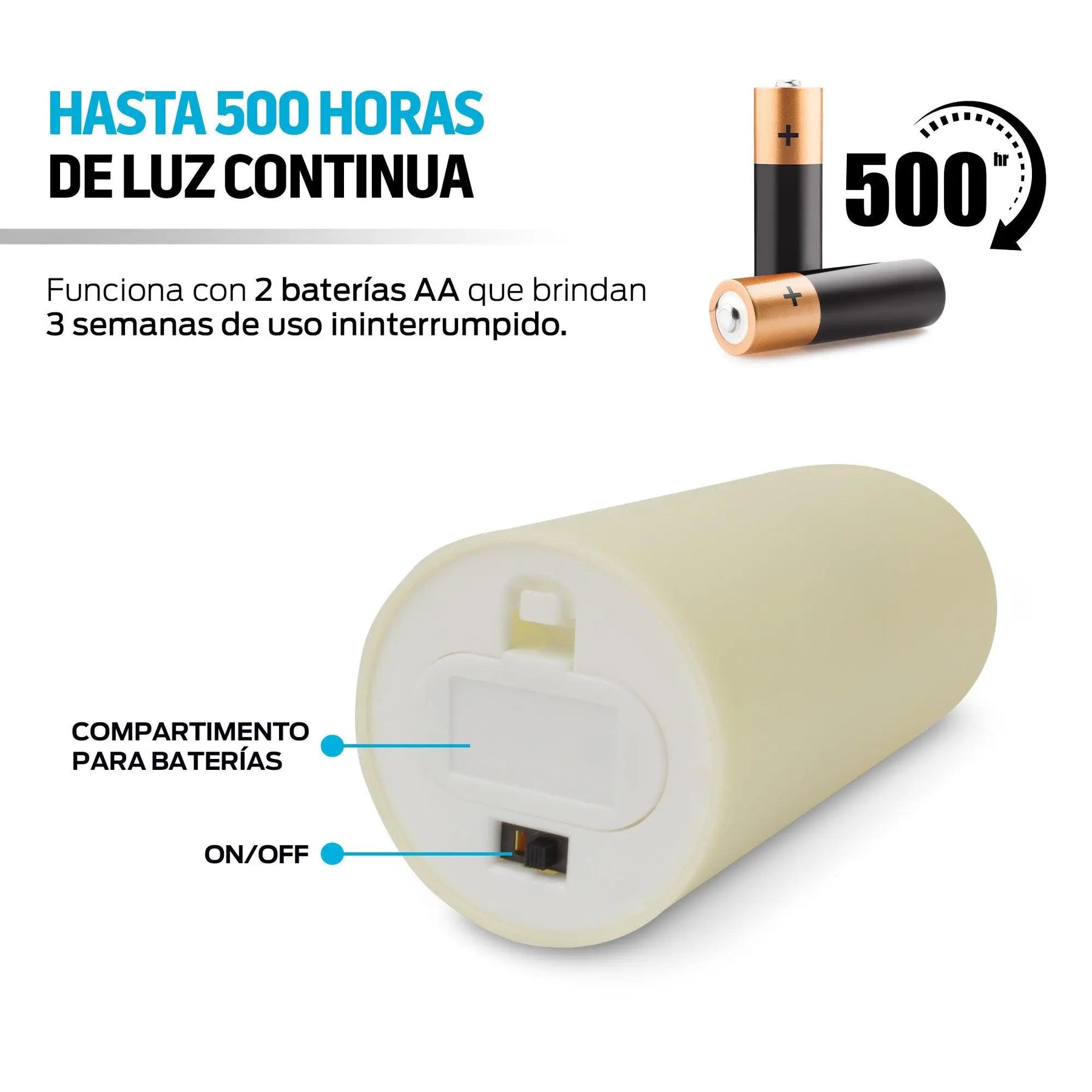 Velas LED Decorativas Grandes (6 pzas) con 2 Baterías AA - Redlemon