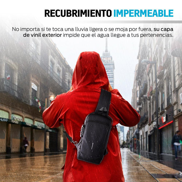 Mochila Antirrobo Mini Impermeable Crossbody con Puerto USB - Redlemon
