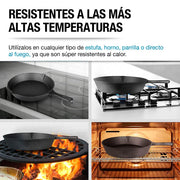 Set de 3 Sartenes de Hierro Fundido Antiadherente para Cocina - Redlemon