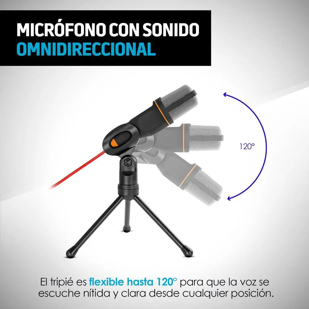 Micrófono Condensador para PC y Laptop Conector Aux 3.5mm - Redlemon