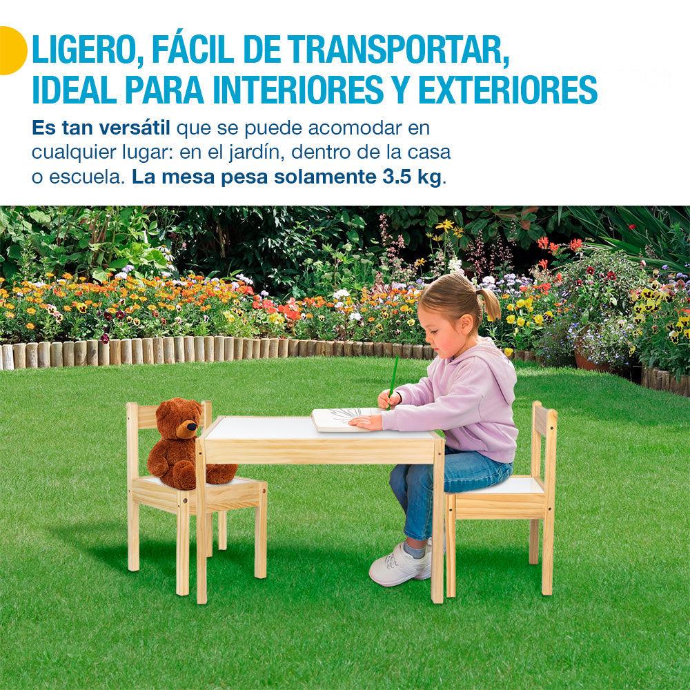 Mesa y 2 Sillas para Niños Montessori Fabricado en Madera de Abedul y MDF Shimy - Redlemon