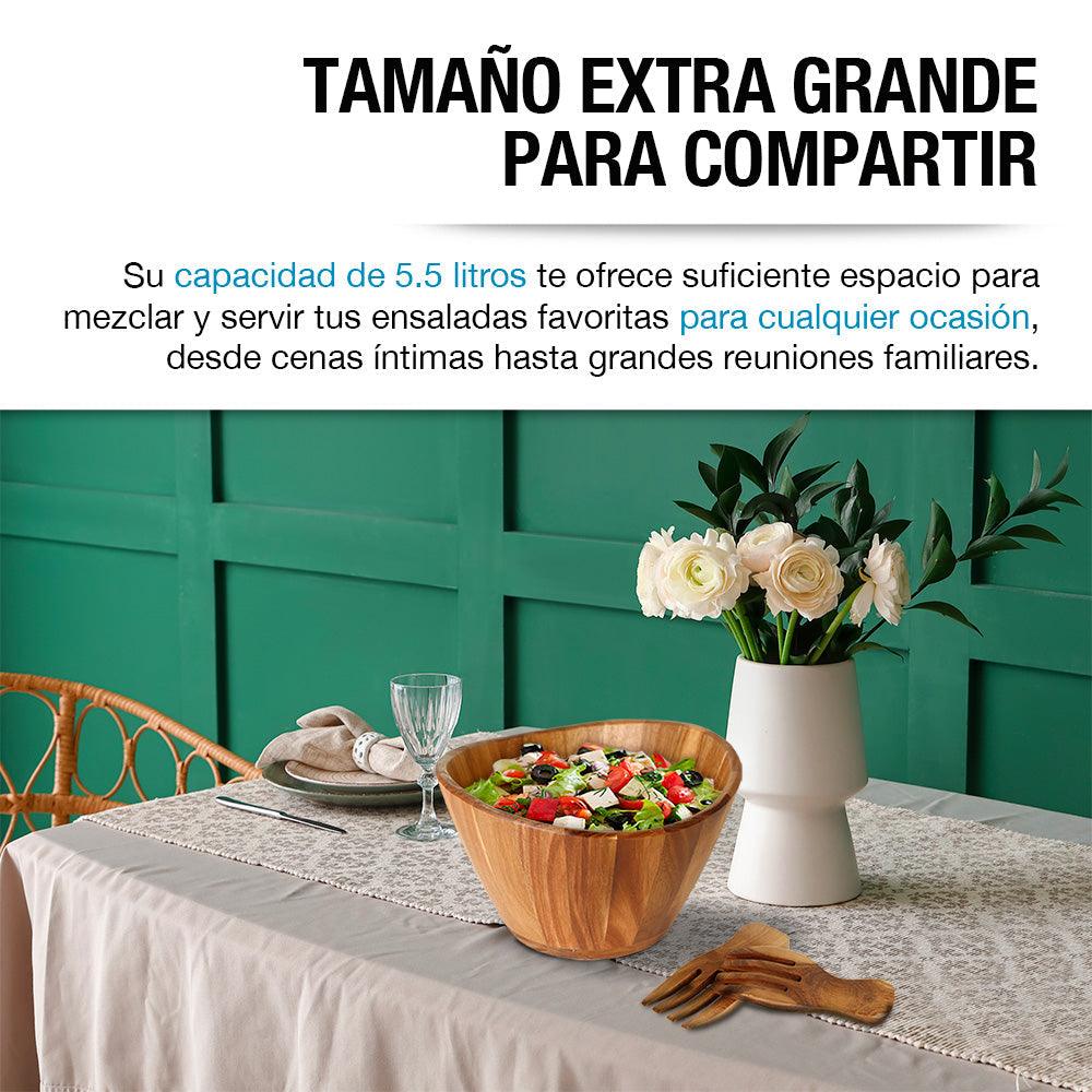 Ensaladera de Madera Acacia Artesanal Bowl Extra Grande 5.5 L - Redlemon