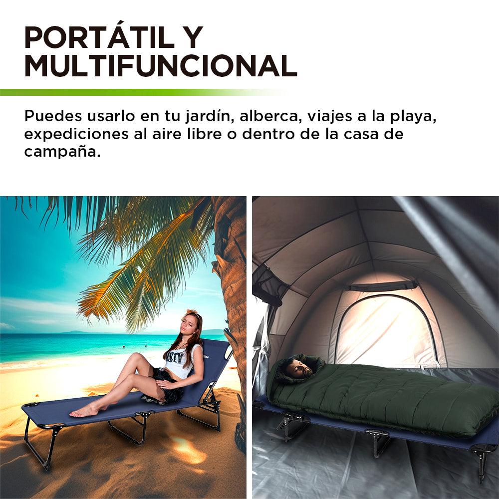 Catre Plegable Camastro Portátil Ultra Resistente 4 Alturas Hikeo - Redlemon