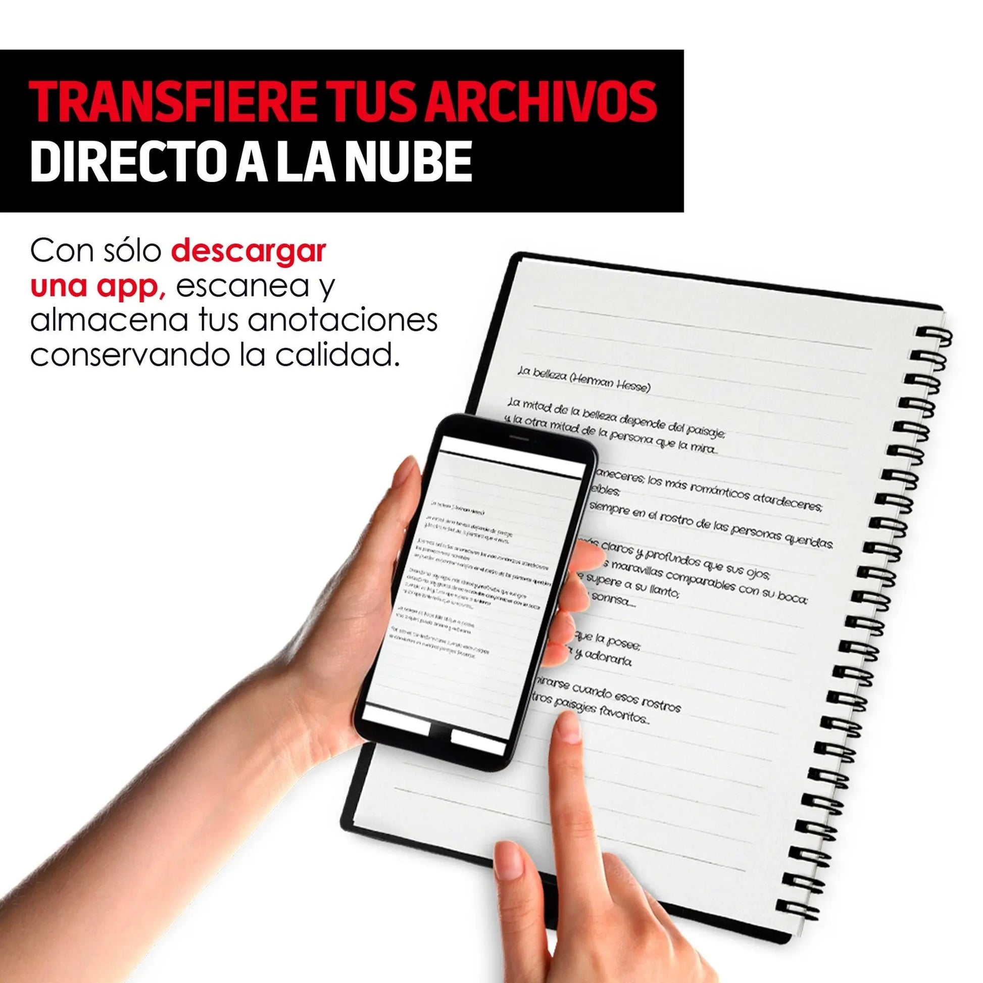 Libreta Inteligente Reutilizable de 50 hojas con 3 plumas Color negro - Redlemon