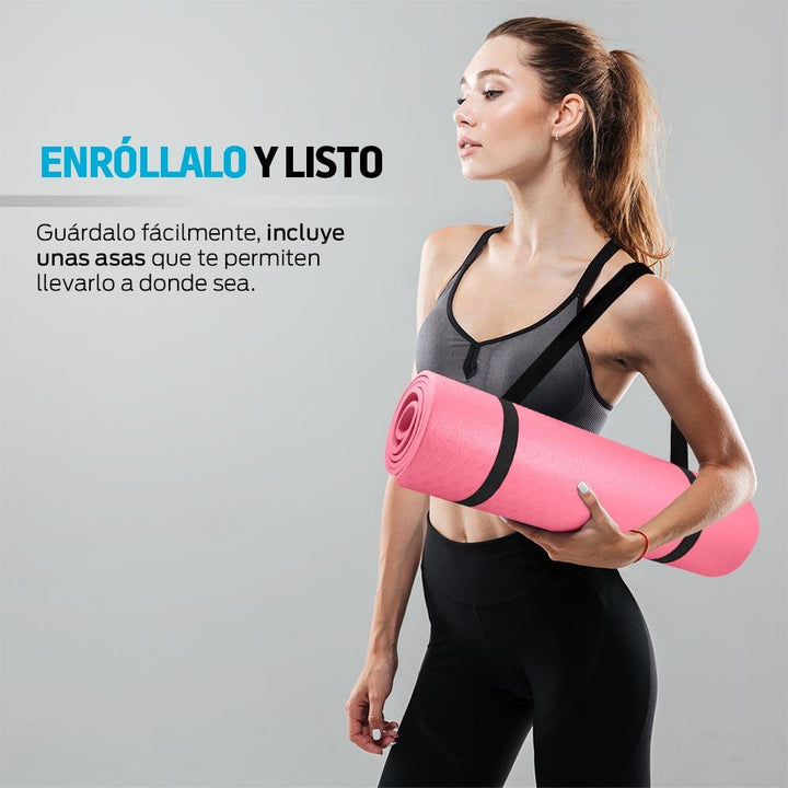 Tapete para Yoga Pilates con Correa para Transportar, 9mm, Ideal para Ejercicio - Redlemon
