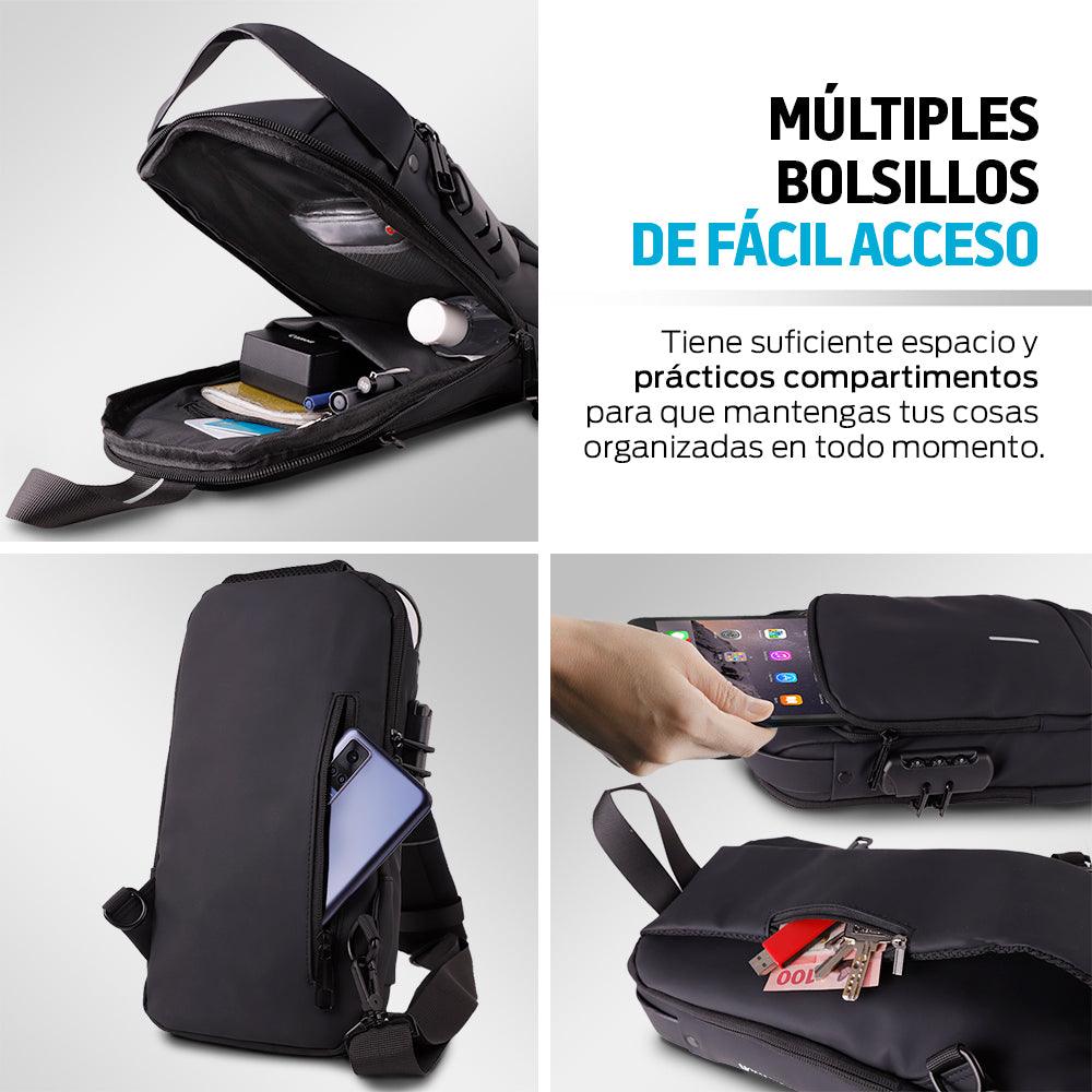 Mochila Antirrobo Mini Impermeable Crossbody con Puerto USB - Redlemon