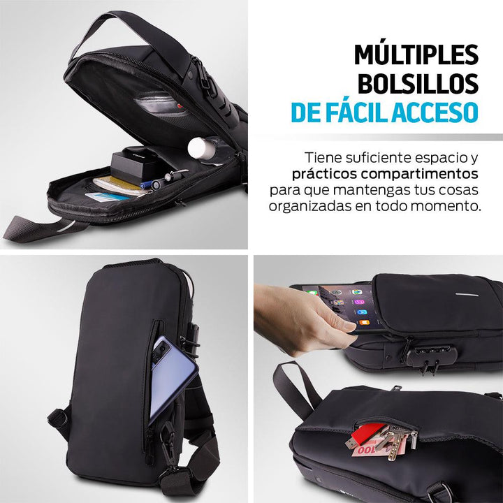 Mochila Antirrobo Mini Impermeable Crossbody con Puerto USB - Redlemon