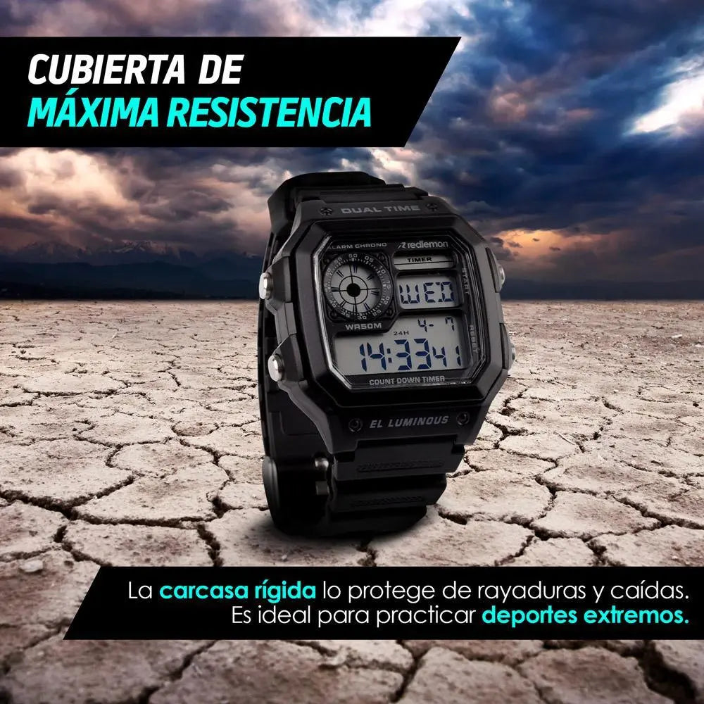 Reloj Clásico Deportivo Resistente Pantalla Digital Mod.1299 - Redlemon