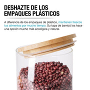 Recipientes Herméticos de Vidrio con Tapa de Bambú 5 Piezas - Redlemon