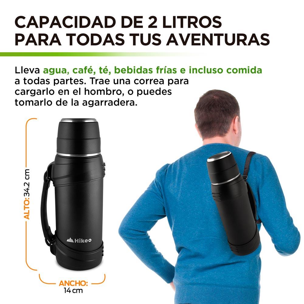 Termo de Acero Inoxidable XL 2 Litros Doble Pared de Aislamiento Hikeo - Redlemon