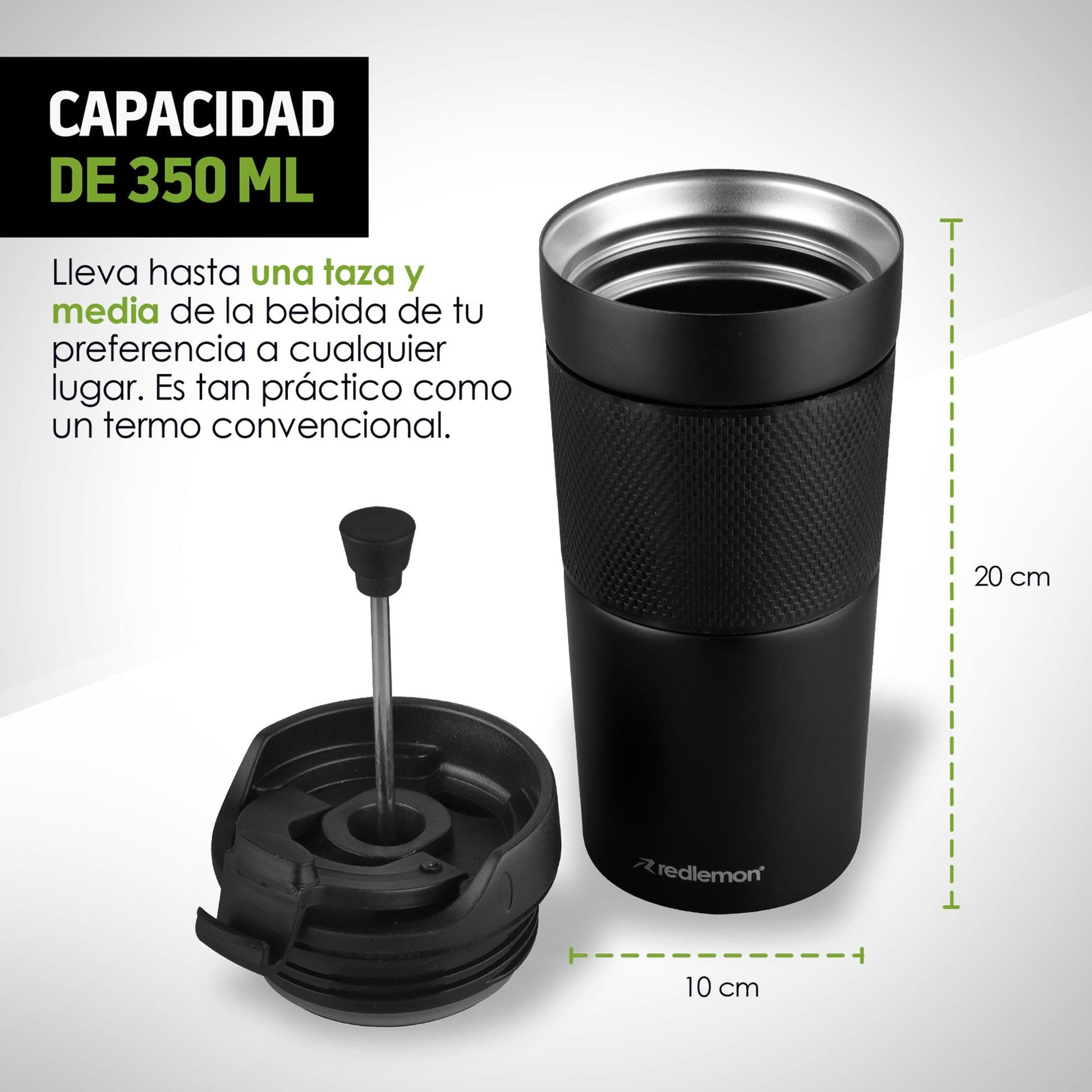 Termo para Café con Prensa Francesa 350 ml - Redlemon