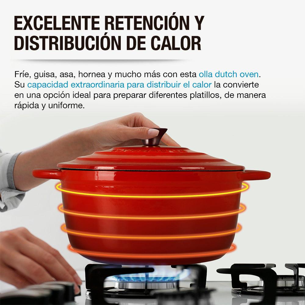 Olla de Hierro Fundido Esmaltada 3.8L Horno Holandés Dutch Oven Casa Litus - Redlemon