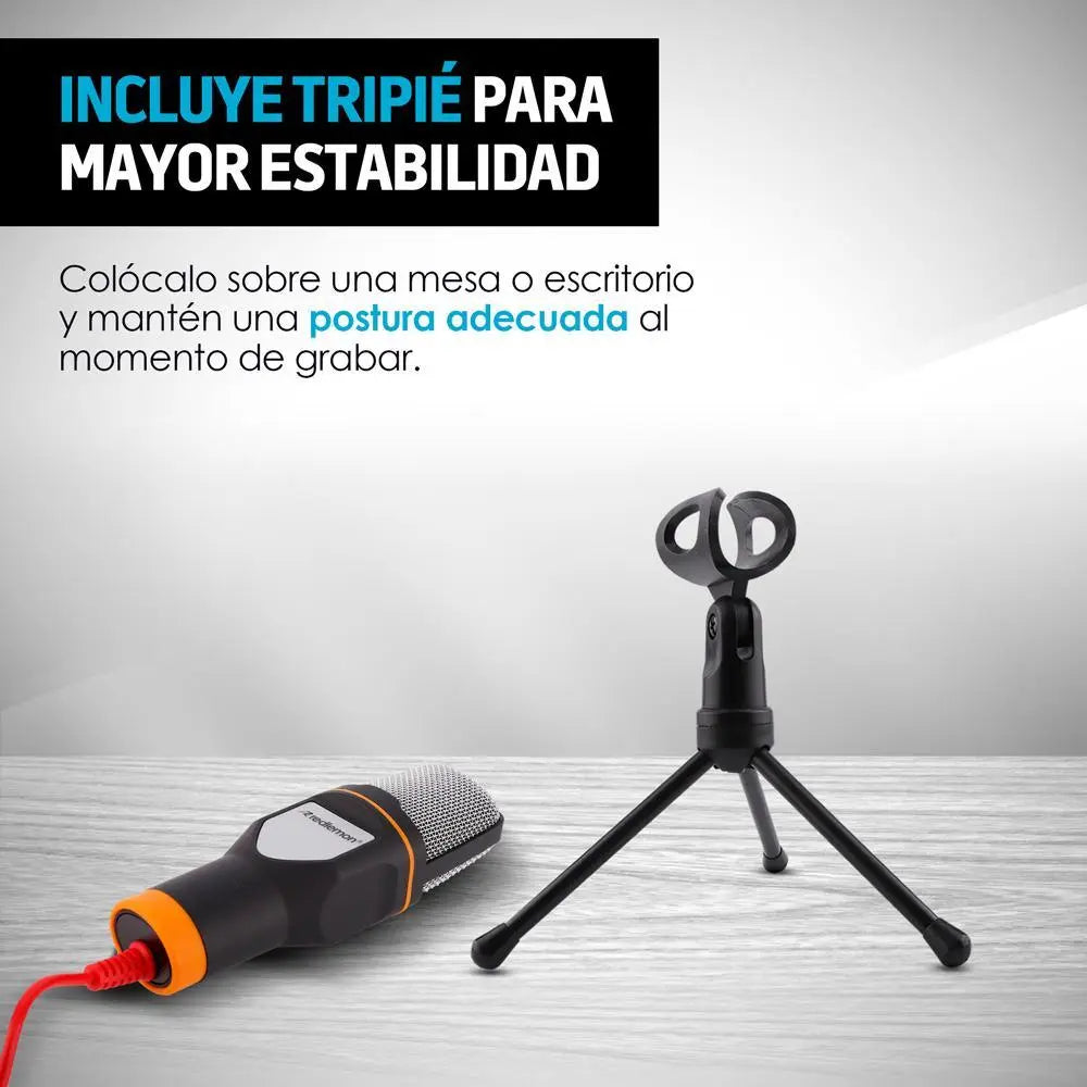 Micrófono Condensador para PC y Laptop Conector Aux 3.5mm - Redlemon