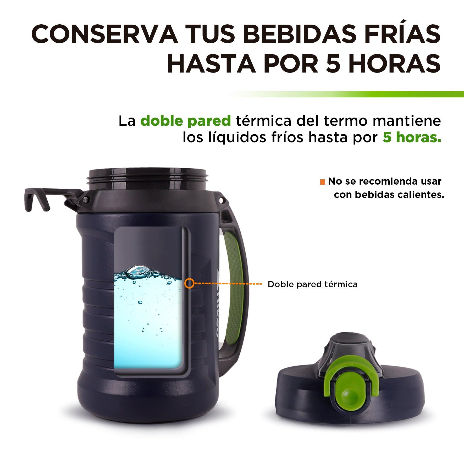 Termo de Agua 2 Litros Deportivo XL con Tapa Hermética y Popote Hikeo - Redlemon