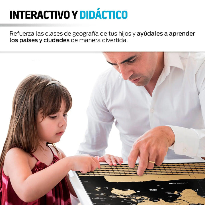 Mapa Mundial Rascable Didáctico para Pared (82 cm x 59 cm) - Redlemon