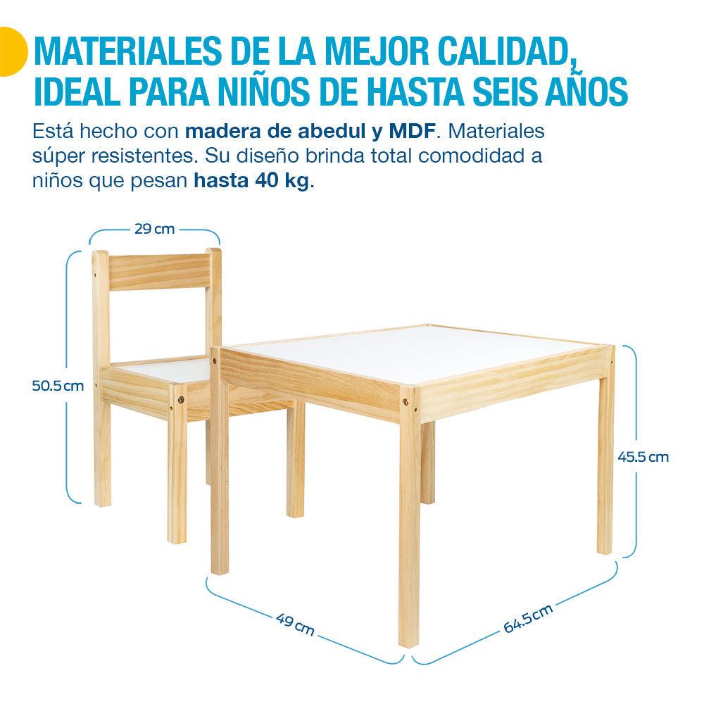 Mesa y 2 Sillas para Niños Montessori Fabricado en Madera de Abedul y MDF Shimy - Redlemon